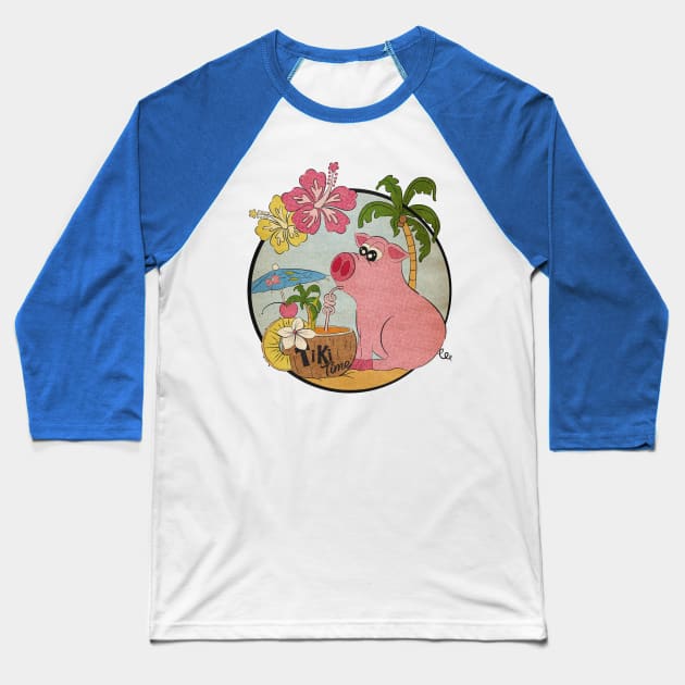 Tiki Time Oink Baseball T-Shirt by ArtsofAll